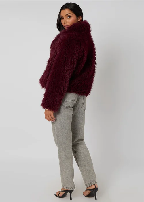 Urban Bliss Burgundy Faux Fur Jacket - 16 Image 4