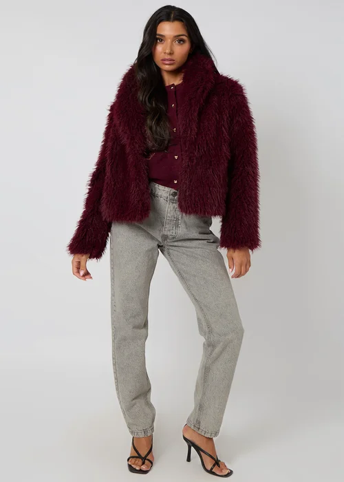 Urban Bliss Burgundy Faux Fur Jacket - 16 Image 3