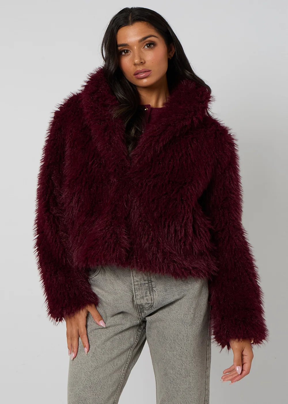 Urban Bliss Burgundy Faux Fur Jacket - 16 Image 2