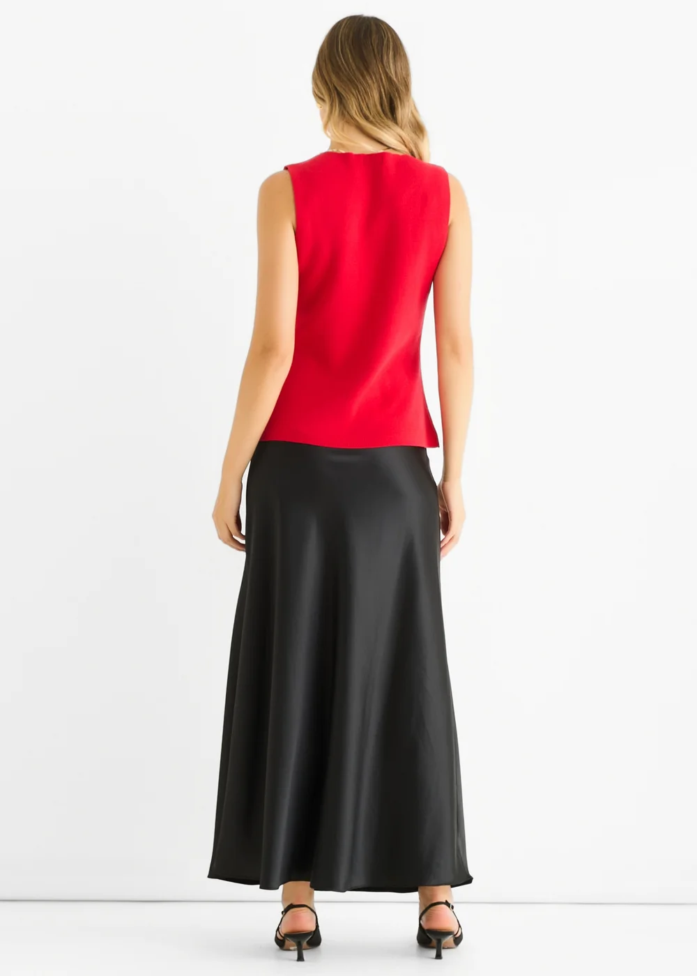 Gini London Cherry Red Button Front Compact Knit Waistcoat - L/XL Image 2