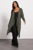 Yours Curve Khaki Green Ribbed Midaxi Waterfall Cardigan - Size 20 Clothing Image 1