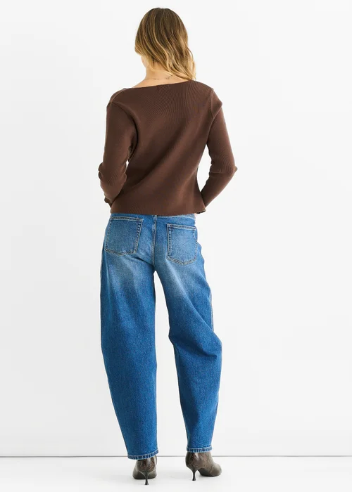 Gini London Chocolate Button Wrap Compact Knit Cardigan - L/XL Image 2