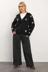 Yours Curve Black Applique Flower Cardigan - Size 22-24 Image 3