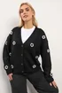 Yours Curve Black Applique Flower Cardigan - Size 22-24 Image 1