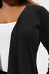 Yours Curve Black Ribbed Waterfall Cardigan - Size 30-32 Clothing Image 4