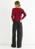 Gini London Burgundy Button Wrap Compact Knit Cardigan - L/XL Image 2