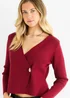 Gini London Burgundy Button Wrap Compact Knit Cardigan - L/XL Image 3