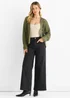 Gini London Khaki Open Knit Edge to Edge Cardigan - S/M Image 1
