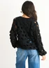 Gini London Black Hollow Chunky Knit Cardigan - S/M Image 2