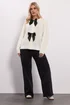 Yours Ivory White Satin Bow Front Cardigan - Size 18-20 Image 2