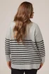 Yours Grey & Black Striped Button Neck Jumper - Size 22-24 Image 3