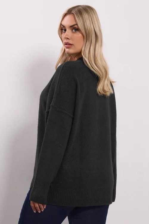 Yours Black Drop Shoulder Seam Detail Jumper - Size 22-24 Image 3