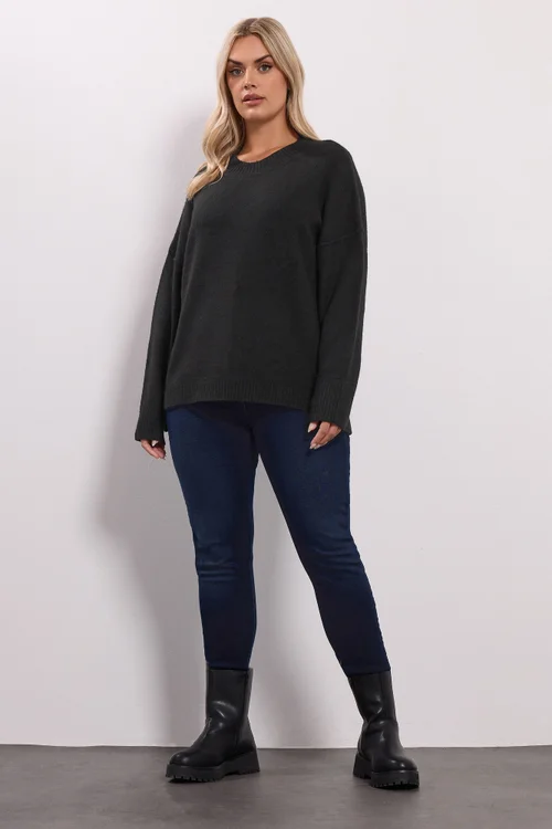 Yours Black Drop Shoulder Seam Detail Jumper - Size 22-24 Image 2