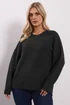Yours Black Drop Shoulder Seam Detail Jumper - Size 22-24 Image 1