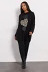 Yours Black Animal Print Heart Soft Touch Jumper - Size 22-24 Image 2