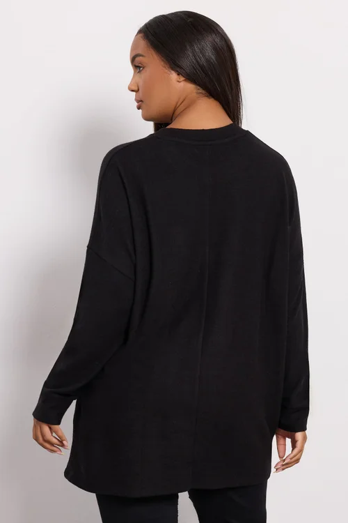 Yours Black Animal Print Heart Soft Touch Jumper - Size 22-24 Image 3