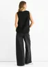 Gini London Black Sequin Sparkle V Neck Vest Knit Jumper - M/L Image 2