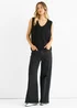 Gini London Black Sequin Sparkle V Neck Vest Knit Jumper - M/L Image 1