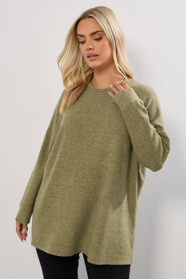 Yours Khaki Green Soft Touch Jumper