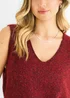 Gini London Red Sequin Sparkle V Neck Vest Knit Jumper - S/M Image 3
