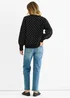 Gini London Black Spot Print Button Cardigan Look Jumper - L/XL Image 2