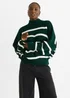 Gini London Green Chunky Knit High Neck Jumper - S/M Image 3