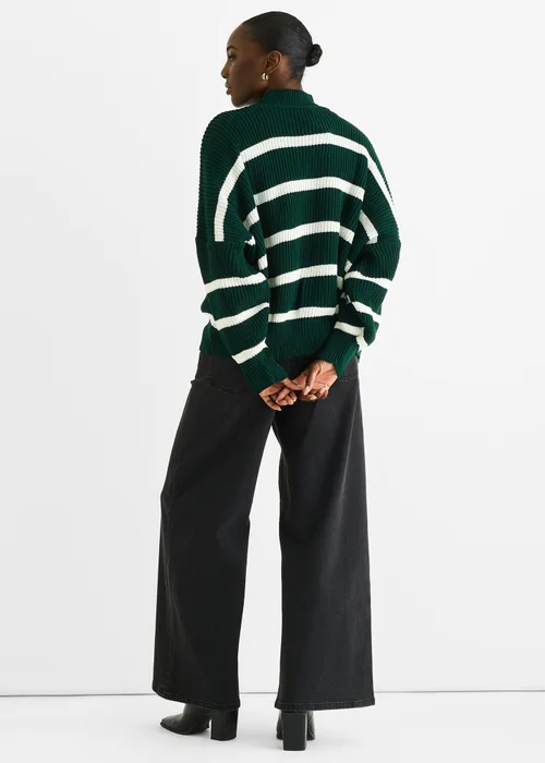 Gini London Green Chunky Knit High Neck Jumper - S/M Image 2