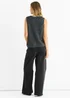 Gini London Grey Sequin Sparkle V Neck Vest Knit Jumper - L/XL Image 2