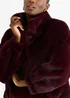 Gini London Angora Red Funnel Neck Button Up Faux Fur Jacket - L/XL Image 3
