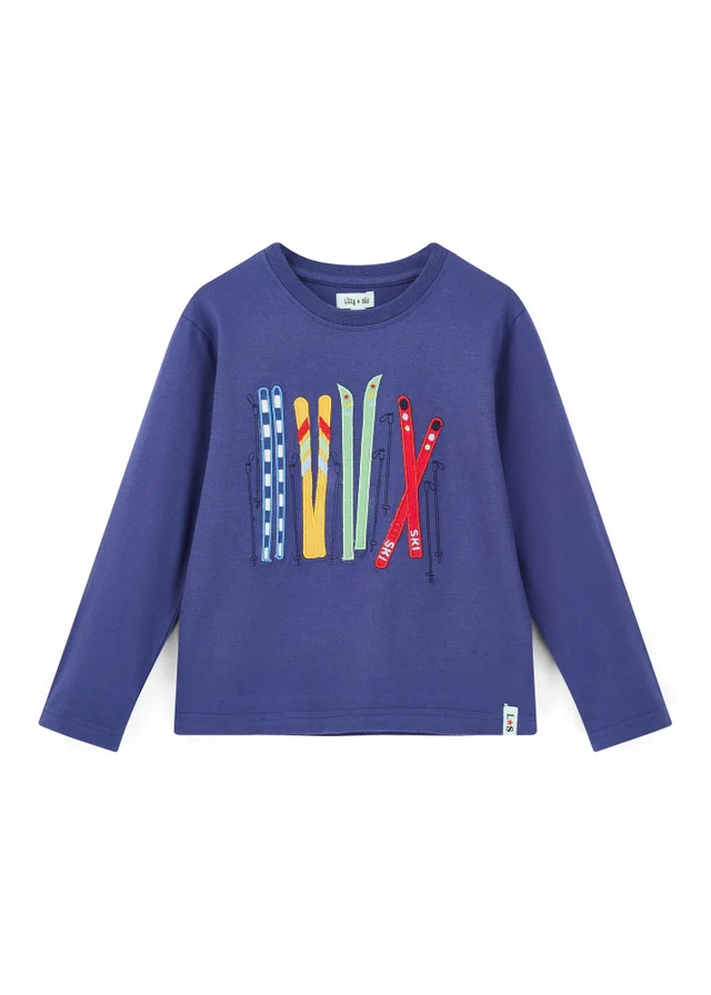 Lilly & Sid Organic Cotton Navy Applique Ski Top (0-5 Years)