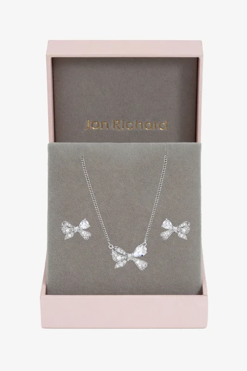 Jon Richard Rhodium Plated Bow Box Set Gift Box - One Size Image 1
