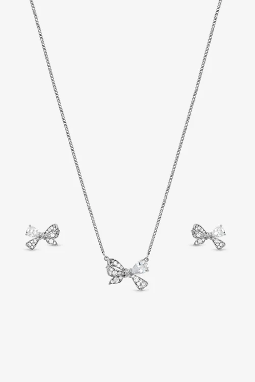 Jon Richard Rhodium Plated Bow Box Set Gift Box - One Size Image 2