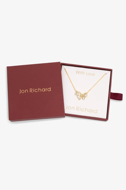 Jon Richard 18K Gold Plated Bow Pendant Gift Box - One Size Image 1