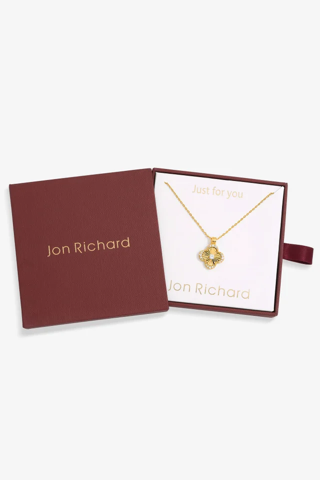 Jon Richard 18K Gold Plated Clover Pendant Gift Box