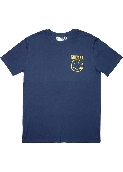 Nirvana Denim Blue Mini Happy Face T-Shirt - Extra Large Image 1