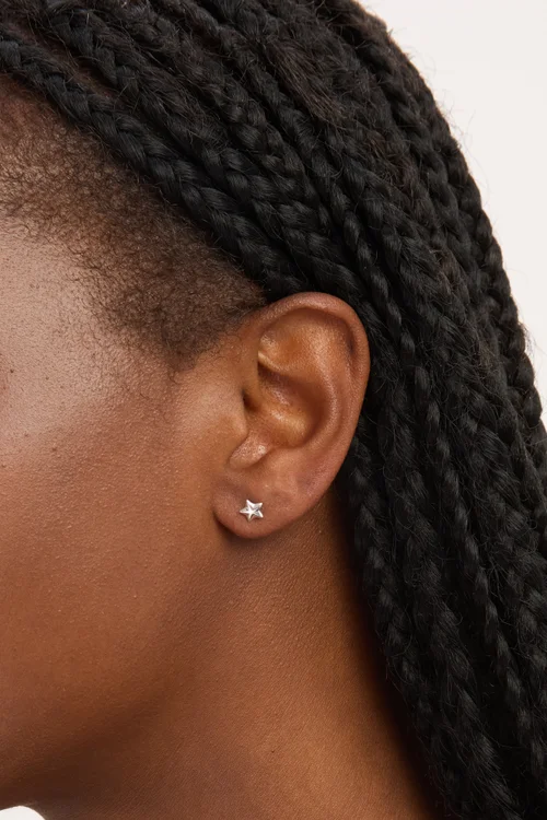 Simply Silver Sterling Silver 925 Mini Polished Star Stud Earrings - One Size Image 2