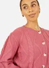 Yumi Pink Relaxed Fit Cable Cardigan - Small Image 3