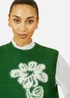 Yumi Green Knitted Flower Sleeveless Jumper Vest - Small Image 2