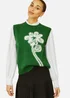 Yumi Green Knitted Flower Sleeveless Jumper Vest - Small Image 3