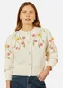 Yumi Beige Flower Embroidered Chunky Knit Cardigan - Medium Image 1