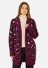 Yumi Burgundy Animal Intarsia Long Cardigan - S/M Image 2