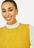 Yumi Mustard Cable Knit Sleeveless Jumper - Small Image 2