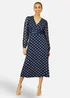 Yumi Navy Foil Print Midi Dress - 8 Image 1