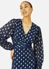 Yumi Navy Foil Print Midi Dress - 8 Image 2
