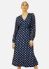 Yumi Navy Foil Print Midi Dress - 8 Image 3