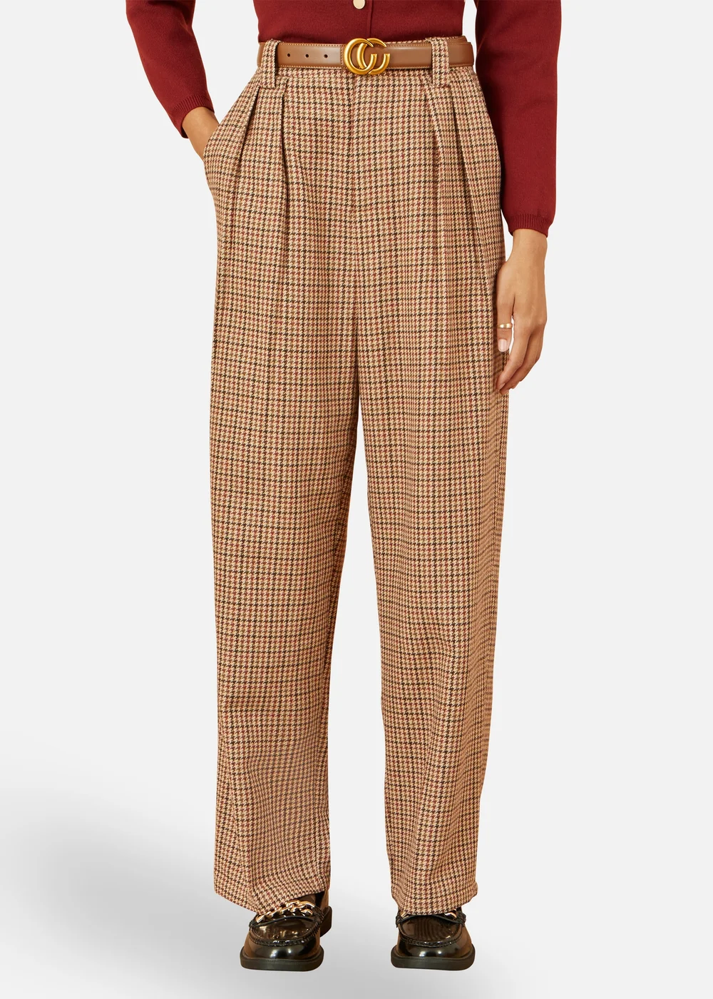 Yumi Brown Check Wide Leg Trousers - 16 Image 2