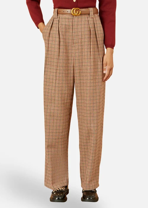 Yumi Brown Check Wide Leg Trousers - 16 Image 2