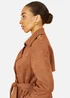 Yumi Brown Faux Suede Trench Coat - 16 Image 3