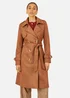 Yumi Brown Faux Suede Trench Coat - 16 Image 2