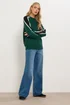 Long Tall Sally Green Sleeve Stripe Knitted Jumper - Size 18-20 Image 2